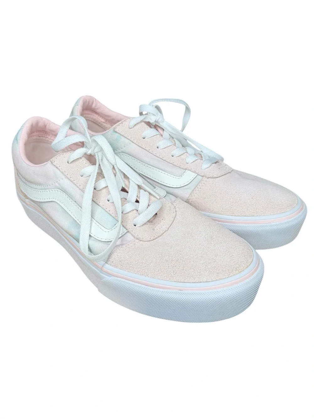 Vans Old Skool Platform Sneakers Women’s Size 10 Cream Blush Pink Suede Canvas